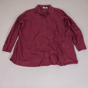 Take Nine Maternity Button‎ Up Shirt Women's 1X Maroon Long Sleeve 100% Cotton